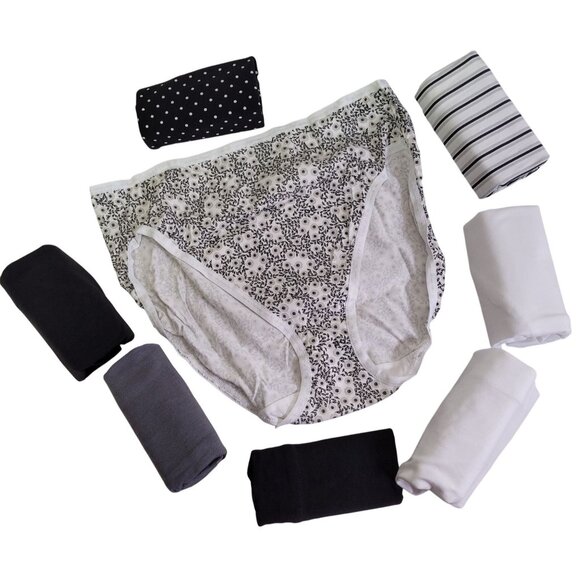 Felina Hi-Cut Cotton Stretch Panty Full Coverage Multicolor Size Medium 8-Pack - Picture 2 of 16